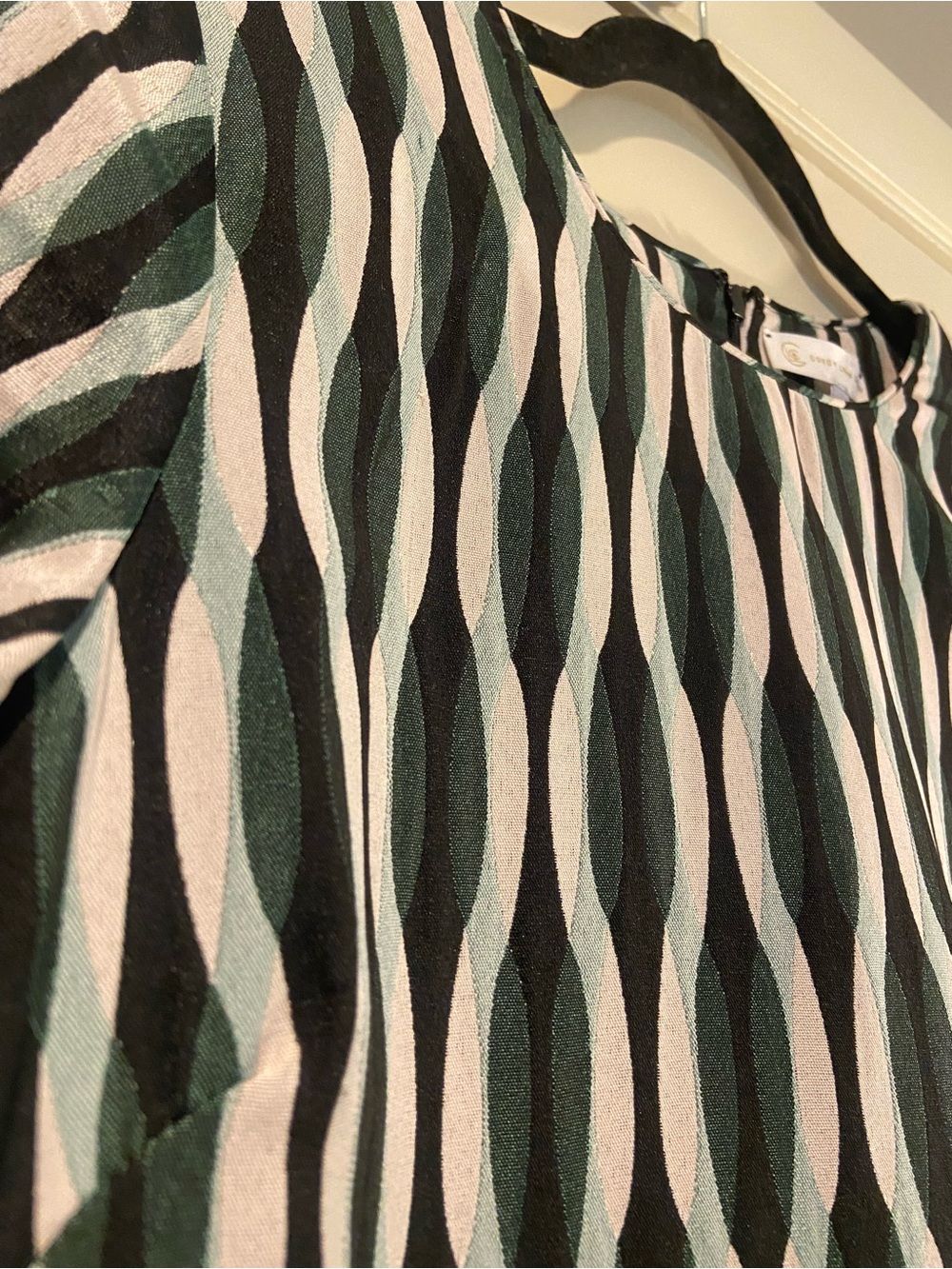 Corey Lynn Calter Green Black Cream Geometric Mini Dress - Picture 5 of 5